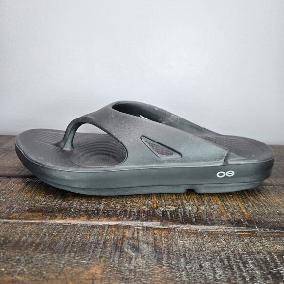 Oofos Ooriginal Mens Size 11 Recovery Slip-On Flip Flops Beach Sandals Black - Picture 7 of 11